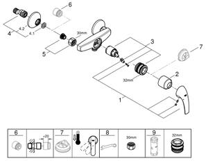 GROHE 23631000 - Sprchová baterie BAUCURVE 150 mm lesklý chrom