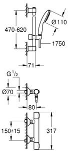 GROHE 34800001 - Termostatická sprchová baterie PRECISION FLOW 600 mm chrom