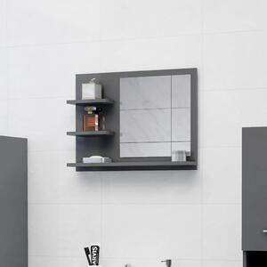 Koupelnové zrcadlo šedé vysoký lesk 60x10,5x45 cm dřevotříska
