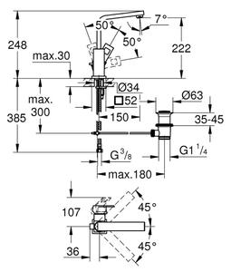 GROHE 2313500E - Umyvadlová baterie EUROCUBE velikost L lesklý chrom