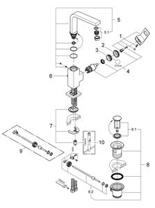 GROHE 2313500E - Umyvadlová baterie EUROCUBE velikost L lesklý chrom
