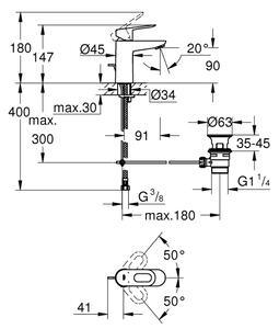 GROHE 23803000 - Umyvadlová baterie EUROSMART lesklý chrom