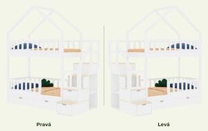 Domečková patrová postel PALÁC s úložnými schody 90x200 cm - Bílá, Zvolte šuplík: Úložný šuplík, Zvolte stranu: Vlevo