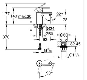 GROHE 23586000 - Umyvadlová baterie GET velikost S lesklý chrom