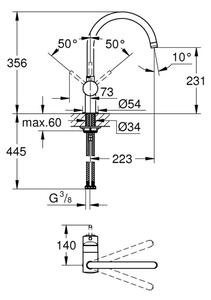 GROHE 32917000 - Dřezová baterie A 356 mm lesklý chrom