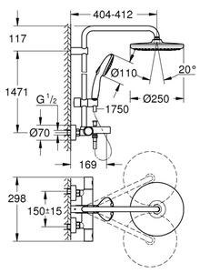 GROHE 269882431 - Sprchový systém VITALIO START SYSTEM 250 390 mm černá