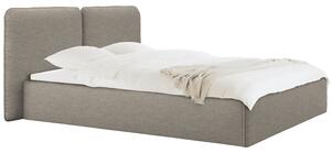 -25 % Dny MOMENTI– noo.ma Hnědá čalouněná dvoulůžková postel Melu 160 x 200 cm s úložným prostorem