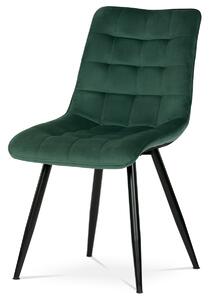 Autronic - Židle jídelní, zelený samet, nohy černá kov - CT-384 GRN4