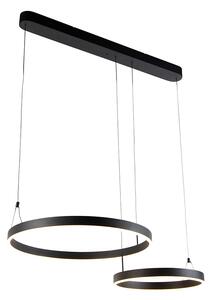 Závěsné svítidlo černé včetně stmívatelného LED 2-světlo s dálkovým ovládáním Easy Lift - Esko