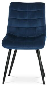 Autronic - Židle jídelní, modrý samet, nohy černá kov - CT-384 BLUE4