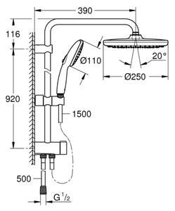 GROHE 26989001 - Sprchový systém VITALIO START SYSTEM 250 390 mm lesklý chrom