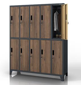 Šatní skříň 10-dveřová, antracit/ořech, 1360x1720x450 mm: BARTEK Eco Design