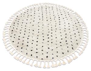 Koberce Łuszczów Kulatý koberec BERBER SYLA B752, krémový s tečky - střapce, Maroko, Shaggy kruh 120 cm
