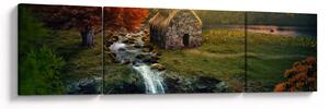 Obraz chalupky v pohádkové krajině (170x50 cm)