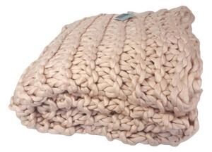 Růžový pletený pléd s velkými oky Roseold - 130*170cm