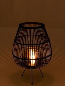 Černá dřevěná lucerna se stojanem na svíčku Veva L - Ø 41*60 cm