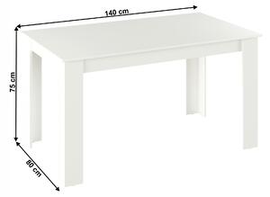 Jídelní stůl, bílá, 140x80, GENERAL NEW