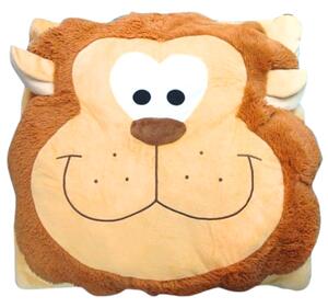 Dětský polštář CUDDLI FRIENDS 70x70 cm plyšový - více barev Barva: Hnědá