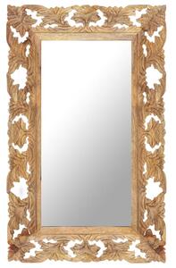 Ručně vyřezávané zrcadlo hnědé 80 x 50 cm masivní mangovník