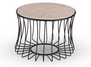 Stern Odkládací stolek Oxo, Stern, kulatý 51x37 cm, průměr desky 48 cm, rám lakovaný hliník černý (black matt), deska keramika dekor Stone grey