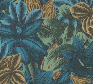 A.S. Création | Vliesová tapeta na zeď Metropolitan Stories 3 Travel 39222-1 | 0,53 x 10,05 m | zelená, vícebarevná, modrá, fialová, žlutá, vining ivy
