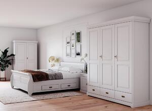 Bílá dřevěná šatní skříň z borovice Tuscany 3D bez zrcadla