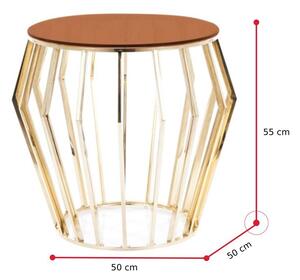 Konferenční stolek ARIANA B, 50x55x50, jantarová/zlatá
