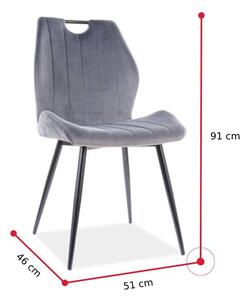 Jídelní židle MARCO Velvet, 51x91x46, bluvel 78