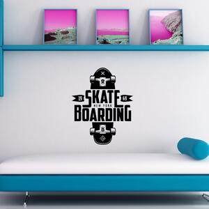 Živá Zeď Samolepka Skateboarding Barva: černá