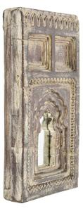 Dřevěný rám z teakového dřeva se zrcadlem, ruční řezby, 20x5x35cm