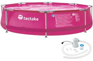 Tectake 403823 bazén kruhový s ocelovou konstrukcí a filtračním čerpadlem ø 300 x 76 cm - fuchsiová