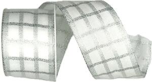 Vánoční stuha SILVER KARO bílá 40mm x 2m (14,-Kč/m)