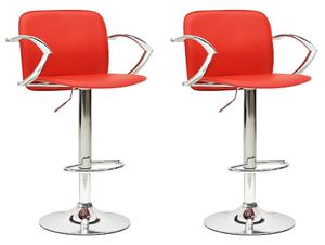 Barové stoličky 2 ks červené umělá kůže