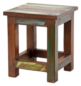 Stolička z antik teakového dřeva, "GOA" styl, 25x25x30cm (AA)