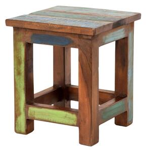 Stolička z antik teakového dřeva, "GOA" styl, 25x25x30cm (AG)