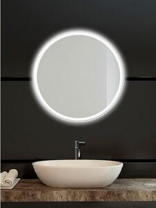 Amirro Moonlight Ronde Zrcadlo 70 cm s LED podsvíceným pískovaným okrajem, 411-057