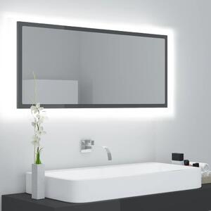 LED koupelnové zrcadlo lesklé šedé 100x8,5x37 cm dřevotříska