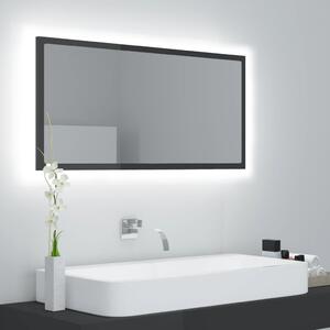 LED koupelnové zrcadlo lesklé šedé 90 x 8,5 x 37 cm dřevotříska