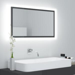 LED koupelnové zrcadlo šedé vysoký lesk 80x8,5x37cm dřevotříska