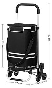 SONGMICS Nákupní taška s kolečky - černá - 47x97x35 cm