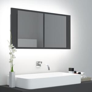LED koupelnová skřínka se zrcadlem šedá 90 x 12 x 45 cm