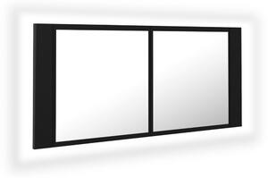LED koupelnová skříňka se zrcadlem černá 100 x 12 x 45 cm akryl