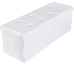 Taburetka 120 L, lavice s úložným prostorem, nosnost 300 kg, syntetická kůže, bílá