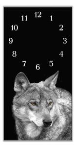 Nástěnné hodiny svislé 30x60cm šedý vlk - plexi