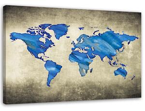 Obraz na plátně Modrá mapa světa Rozměry: 60 x 40 cm