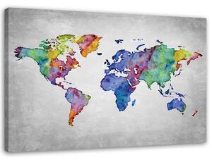 Obraz na plátně Pestrobarevná mapa světa Rozměry: 60 x 40 cm