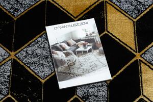 Koberce Łuszczów Kulatý koberec GLOSS moderni 400B 86 stylový, glamour, art deco, 3D geometrický černý / zlato kruh 200 cm
