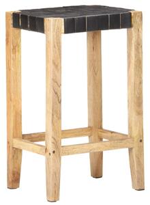 Barové stoličky 2 ks černé pravá kůže 75 cm