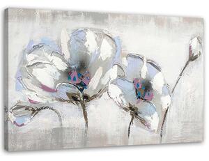 Obraz na plátně Malované květiny v bílé barvě Rozměry: 60 x 40 cm