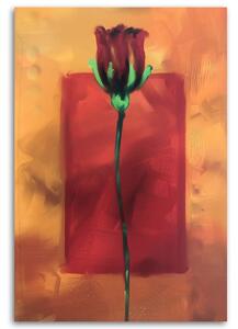 Obraz Červená růže jako ručně malované Velikost: 40 x 60 cm, Provedení: Obraz na plátně